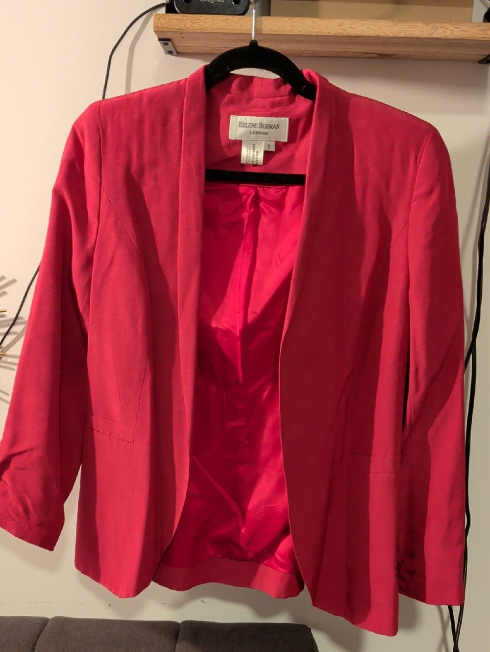 Helene Berman Hot Pink Open-Front Blazer, size Small